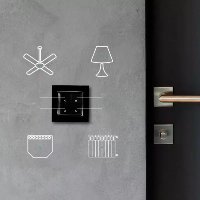 Light Switch Shelly Switch 4 Plastic Black