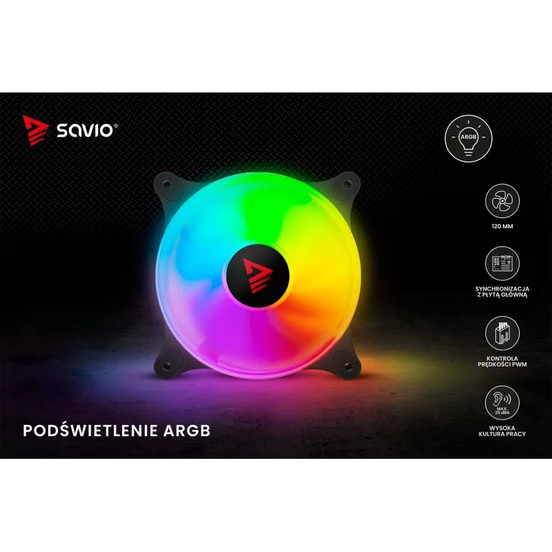 SAVIO Blast 120mm ARGB PWM Case Fan - Black