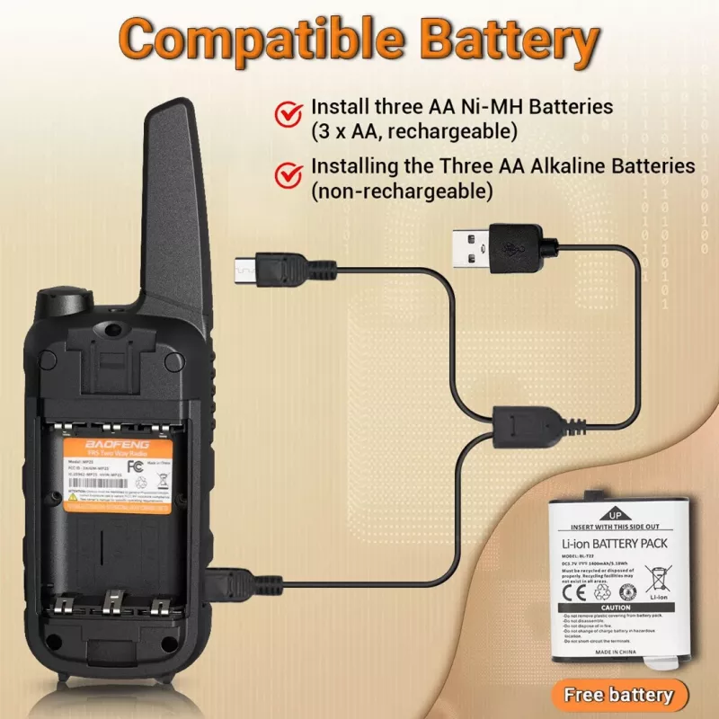 Walkie-Talkie Baofeng BF-T25E Orange, 2 pieces