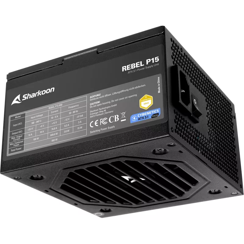 Rebel P15 850, PC-Power Supply black, 1x 12-Pin High Power GPU, 4x PCIe, cable management, 850 Watt