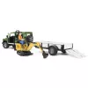 Toy Vehicle BRUDER Land Rover Defender with trailer CAT and man