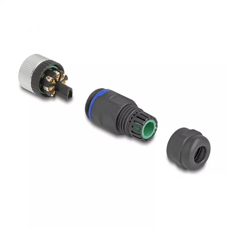 M12 Connector A-coded 8 pin female DeLOCK 60538 screw connection