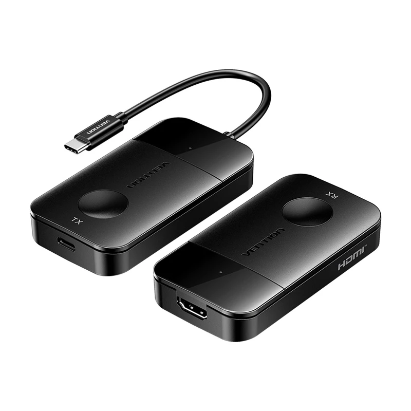 USB-C to HDMI wireless transmitter/receiver Vention ADOBB — 4K@30Hz, 1×HDMI, USB-C cable 1 m, black