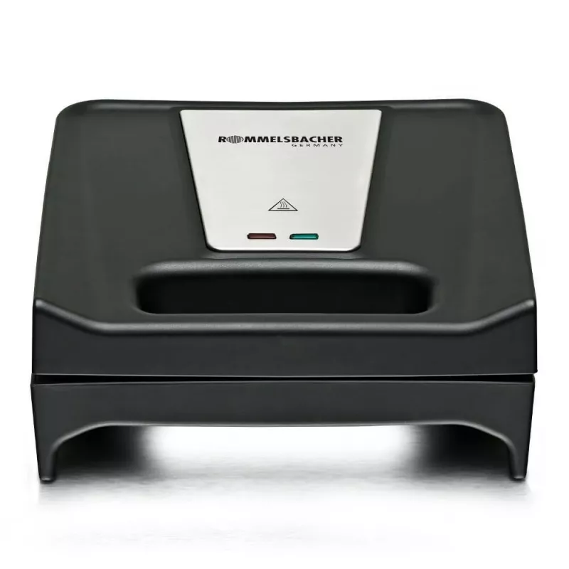 Sandwich maker Rommelsbacher SWG 700 – compact 3-in-1 electric press with 3 interchangeable plates (sandwich, Belgian waffle, grill), stainless steel accents