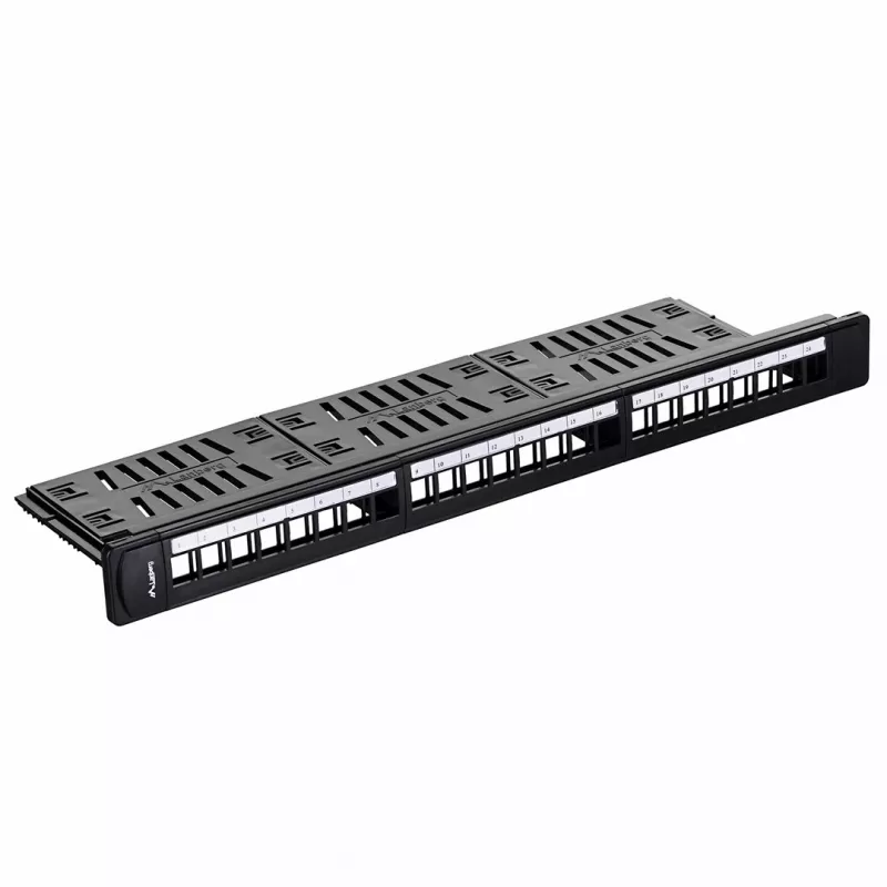 Lanberg PPKS-1124-B 24-Port 1U 19-Inch Blank Keystone Patch Panel, Black ABS