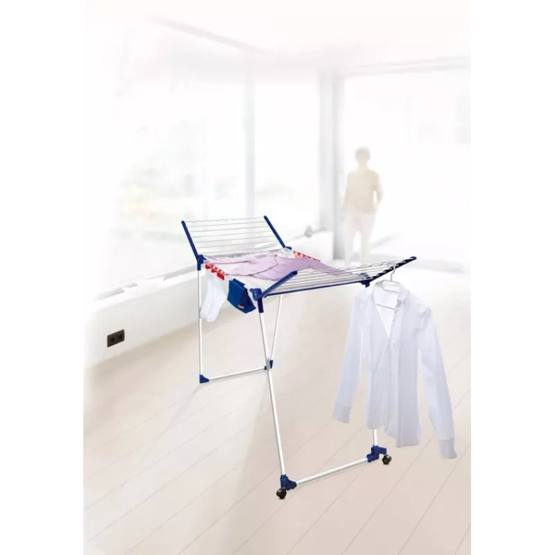 Floor-standing laundry drying rack Leifheit Pegasus 200 — blue/white
