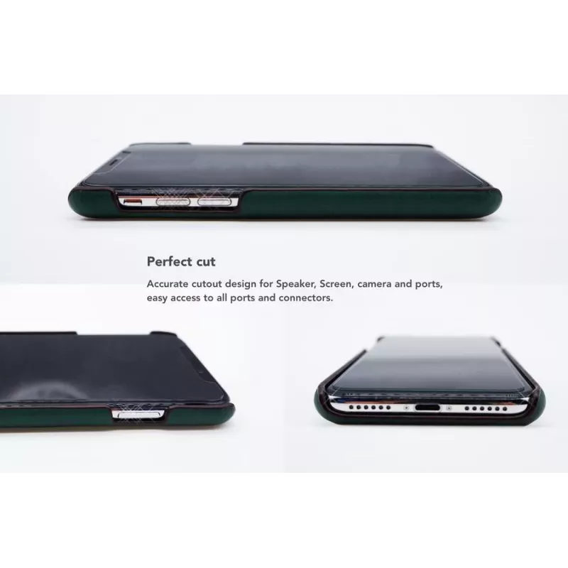 Phone card slot back shell VixFox for iPhone X / XS, forest green protective back cover with card pocket
