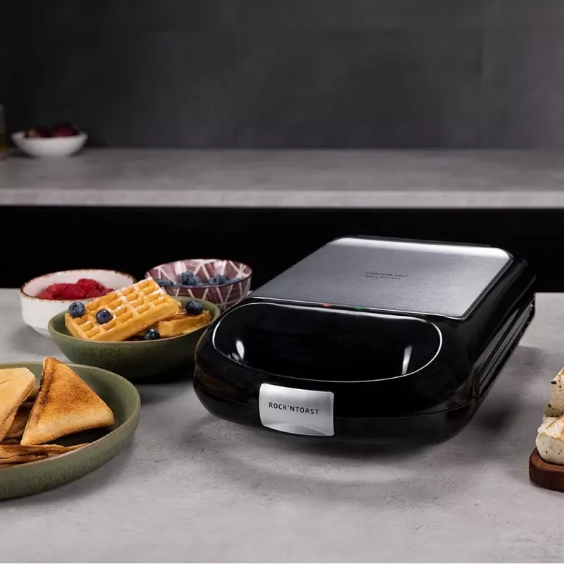 Cecotec Sandwich Maker | Rock'nToast Family 3in1 | 1500 W | Number of plates 3 | Black