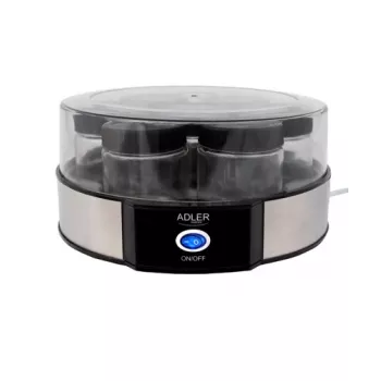 Yogurt maker Adler AD 4476 — 7 pots, 42°C, 20 W, grey/black/transparent