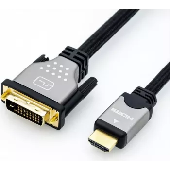 ROLINE - Video Cable - Dual Link - HDMI / DVI - DVI-D (M) to HDMI (M) - 3 m - Shielded - Black/Silver - 4K Support (11.04.5872)