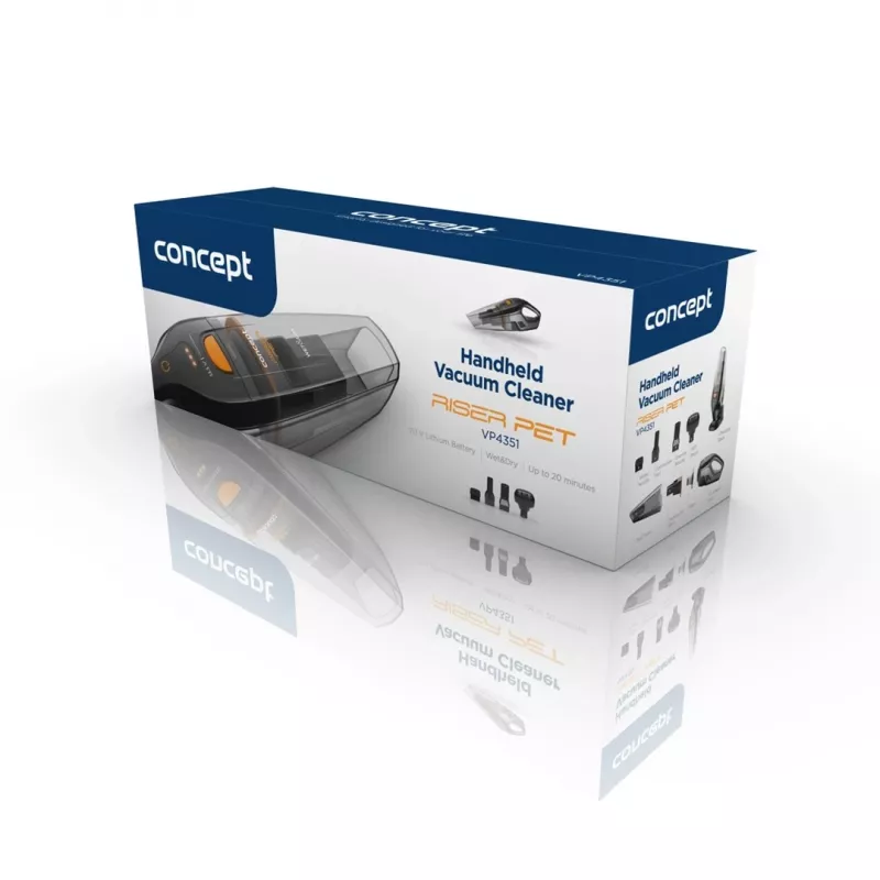 Handheld vacuum Concept VP4351 — dry & wet, bagless, HEPA12, 0.5 L, 11.1 V battery, 20 min, 1.08 kg