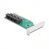 DELOCK PCIe x16 bifurcation card to 4× internal SFF-8643 NVMe, low-profile