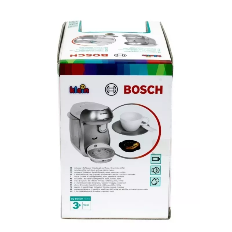 Coffee maker KLEIN Bosch Tassimo 9231 – toy coffee machine, silver, child role-play