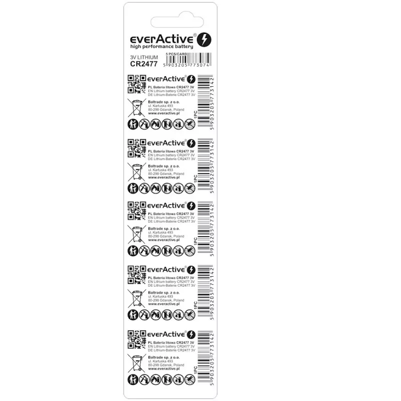 Lithium battery everActive CR2477 - blister 5 pcs.