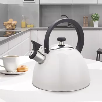 Electric kettle Maestro MR-1302-WG 2.5 L, stainless steel housing, white, hinged whistle