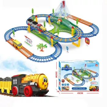 Electric Train Track King Extralink Kids, with Locomotive and Battery-Powered Car