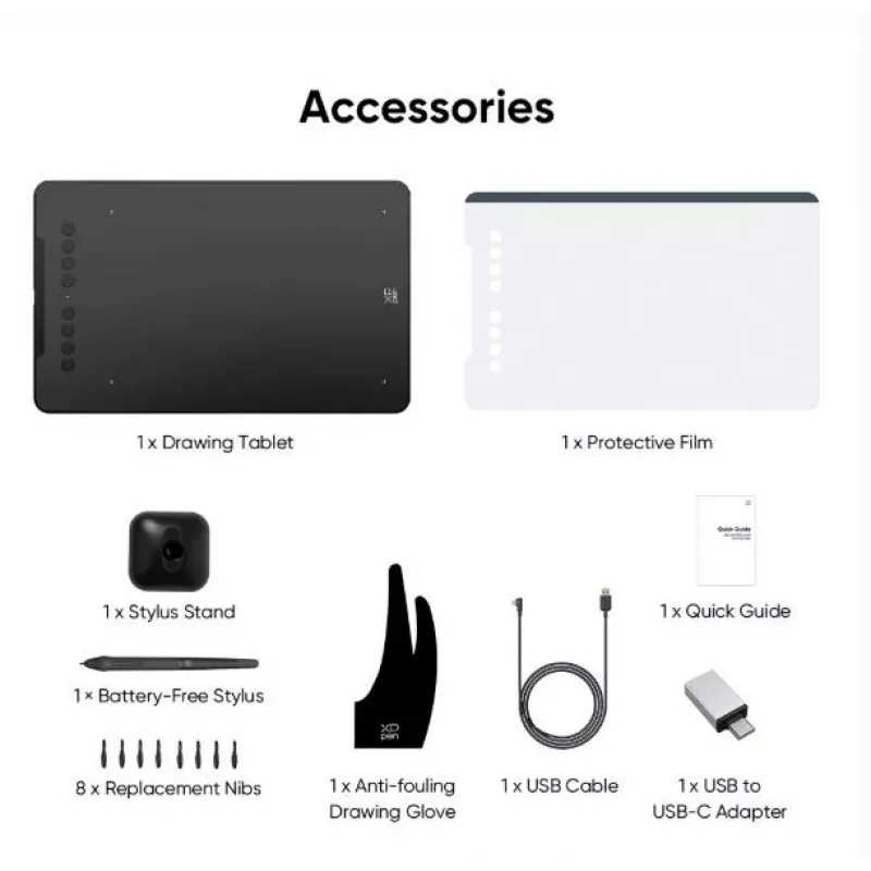 Graphics Tablet XP-Pen DECO 01 V3 — 5080 lpi, 254 x 158.75 mm, Black, USB (Wired & Wireless)