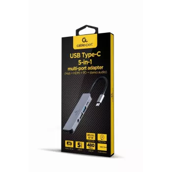 Gembird A-CM-COMBO5-02 laptop dock/port replicator Wired USB 3.2 Gen 1 (3.1 Gen 1) Type-C Silver