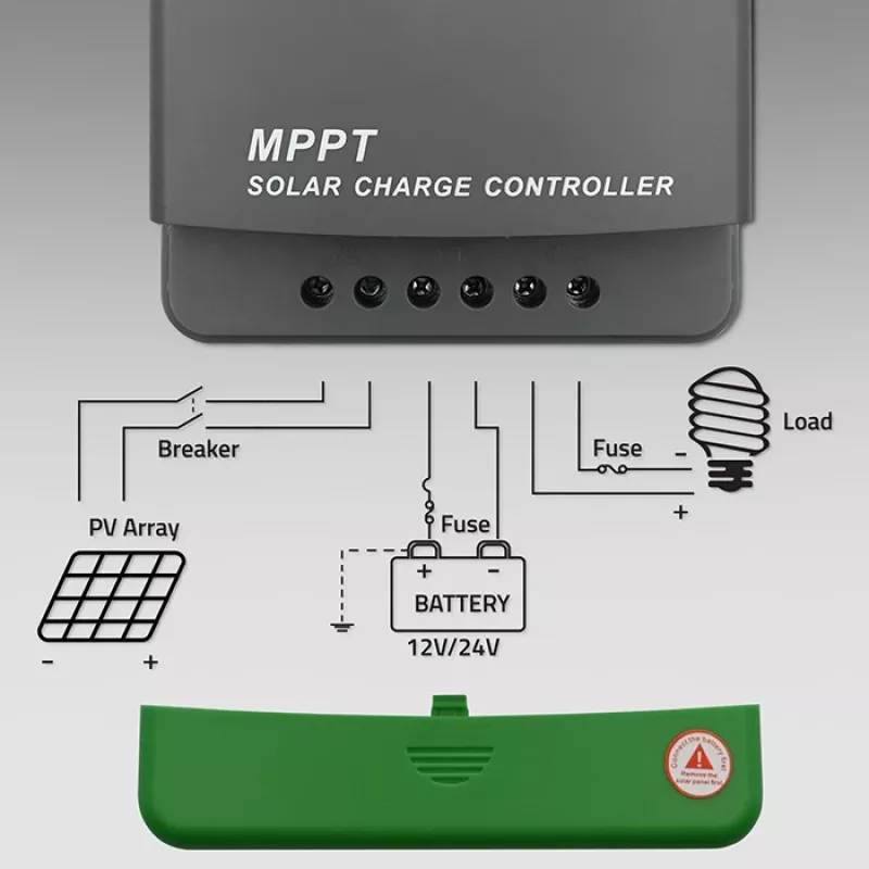 MPPT Solar Charge Controller QOLTEC 10A for 12V/24V systems with LCD display