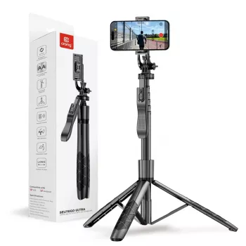 Tripod selfie stick Crong CRGSGU1BLK aluminium Bluetooth with foldable legs and phone mount
