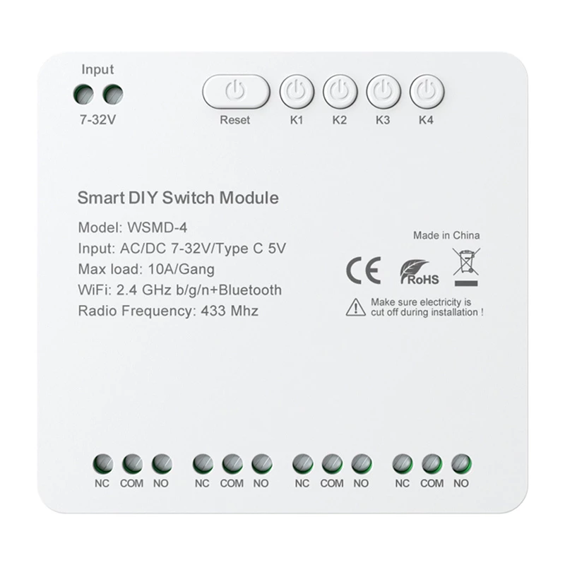 Smart switch module Avatto DIY WSMD-4 32V — 4-channel 32V control module for DIY projects