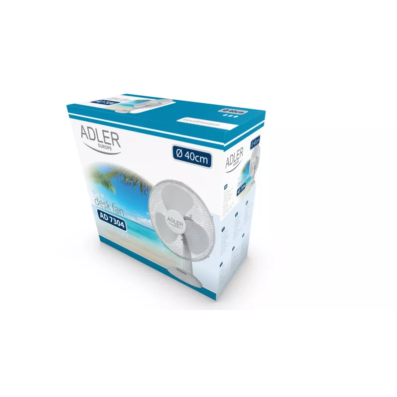 Adler | AD 7304 | Desk Fan | White | Diameter 40 cm | Number of speeds 3 | Oscillation | 45 W | No