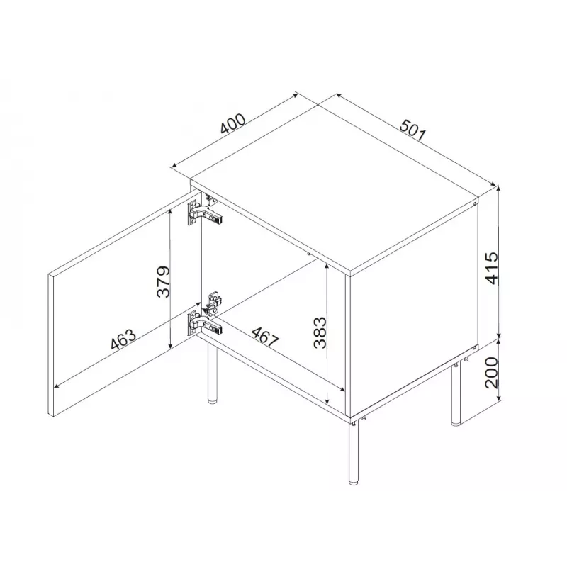 Cama INSERTO bedside cabinet, 2 pcs, 50x40x61.5 cm, black + LED