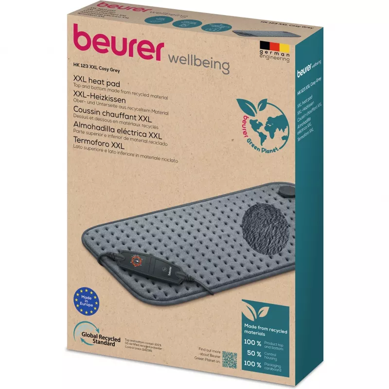 Beurer HK 123 XXL Cosy Grey Green Planet heating pad 60x30cm 6 levels auto shut-off. (200.17)