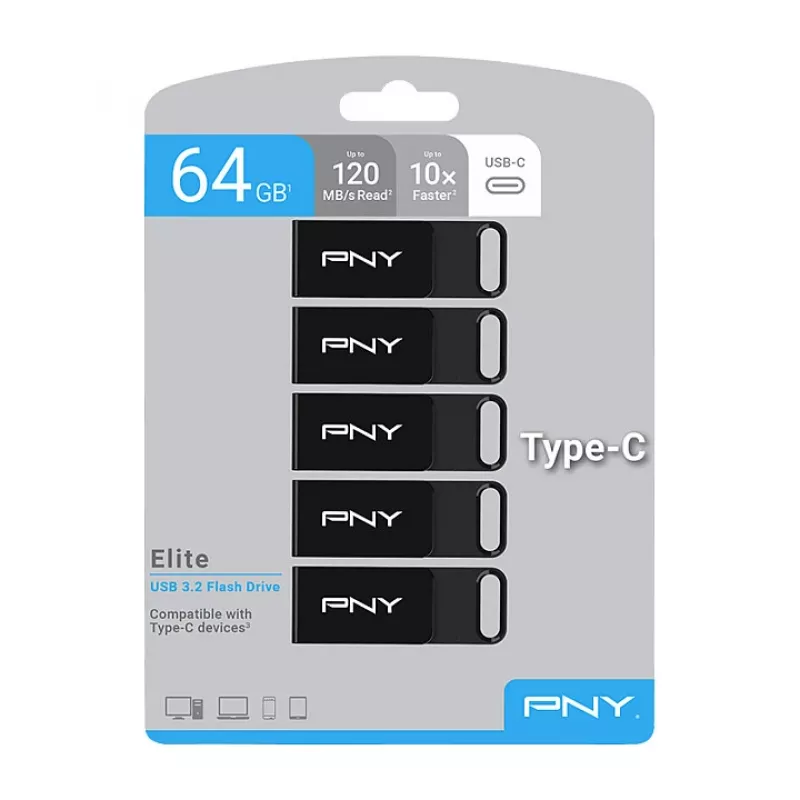 STICK PNY Elite - USB Flash Drive - 64 GB - USB-C