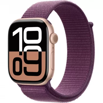 Apple Watch Series 10 Aluminum Case GPS + Cellular 46mm Rose Gold Sport Loop plum