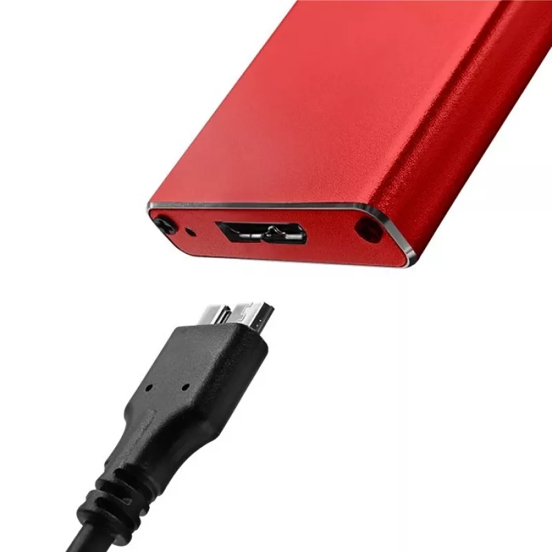 SSD enclosure QOLTEC 51831 USB 3.0 for M.2 SATA drives up to 2TB, red, supports 30 mm length, up to 4 drives