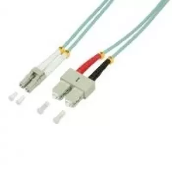 LogiLink - Patch-Cable - SC multi-mode (M) to LC Multi-Mode (M) - 1 m - Fibre Optic - 50/125 micrometre - OM3 - Halogen-Free - aquamarine
