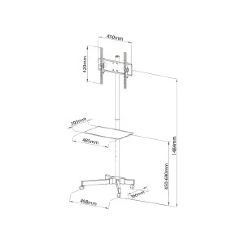 TV Table/trolley on wheels + handle 23-55 25 kg S-09
