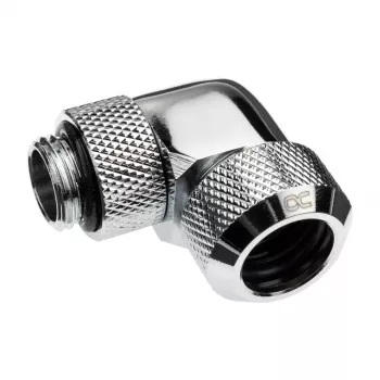 Alphacool Eiszapfen 13mm HardTube Screw-In Fitting 90° Rotatable G1/4 - Angled Compression Fitting for Liquid Cooling System - chrome