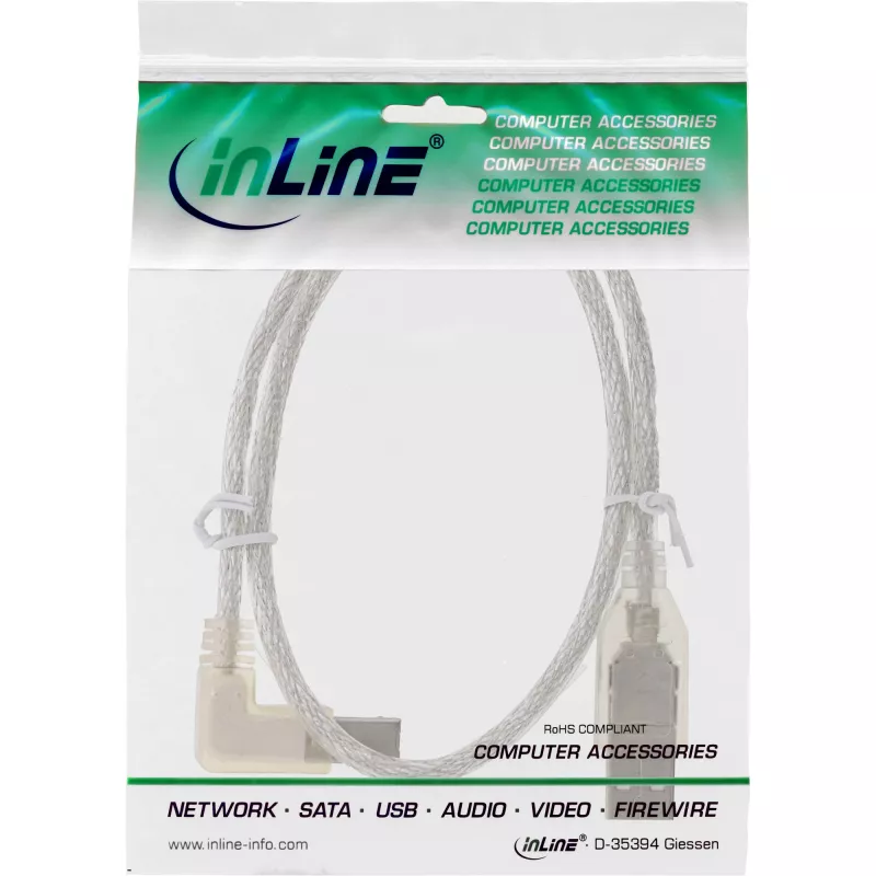 Microconnect USBAB5ANGLED-L USB cable USB 2.0 5 m USB A USB B White