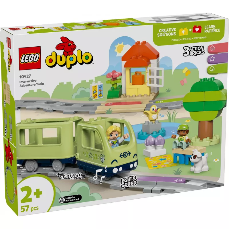 Toy train set LEGO DUPLO Interactive Adventure Railway 10427, 57 pieces, 2 minifigures, for ages 2+
