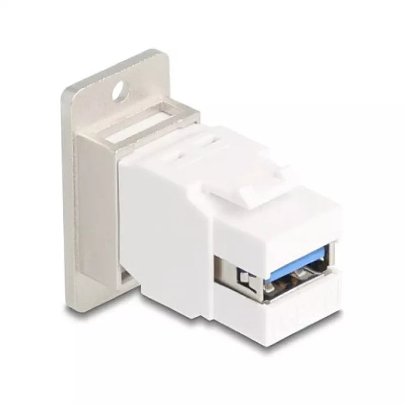 Keystone module DELOCK 67337 panel-mount USB Type-B to USB Type-A 5 Gbps, silver/white