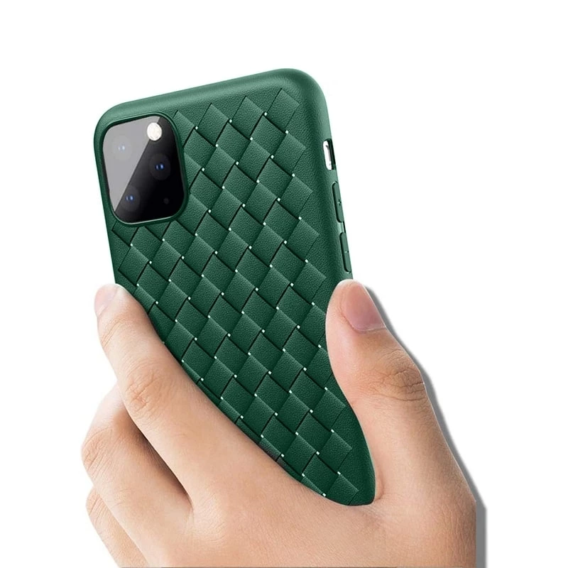 Protective soft case Devia for iPhone 11 Pro Max with woven pattern design, green