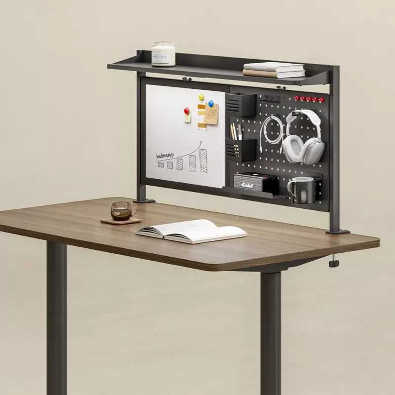 Ergo Office desk divider / organizer, max load 10kg, white board, width 1116mm, black, ER-301 B