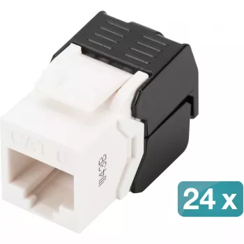 Digitus CAT 6 Keystone Jack unshielded 24 pieces Flat Black White RJ-45