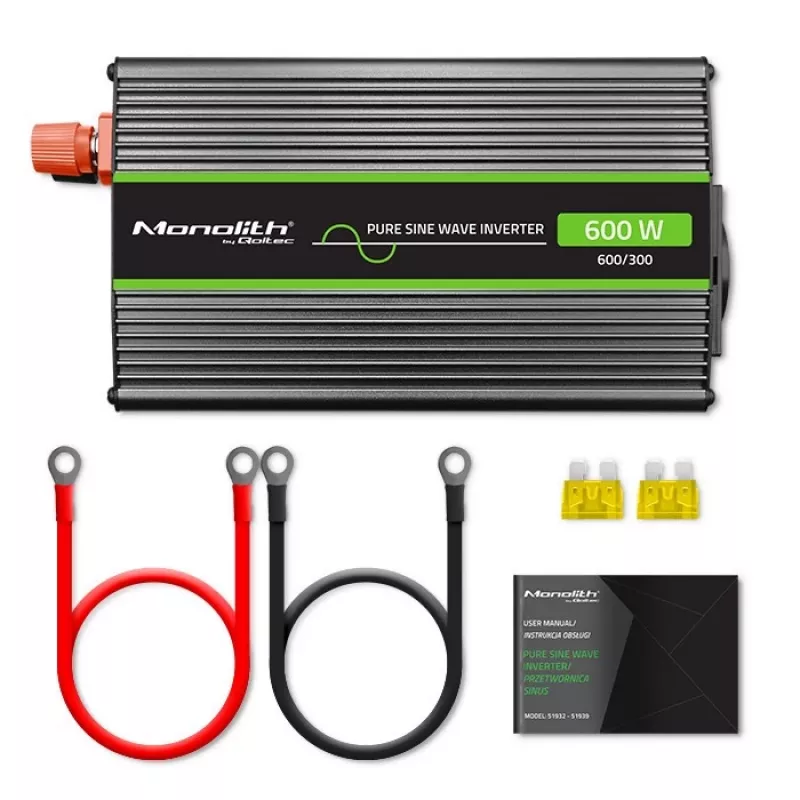 Qoltec Monolith power adapter/inverter Auto 600 W Black