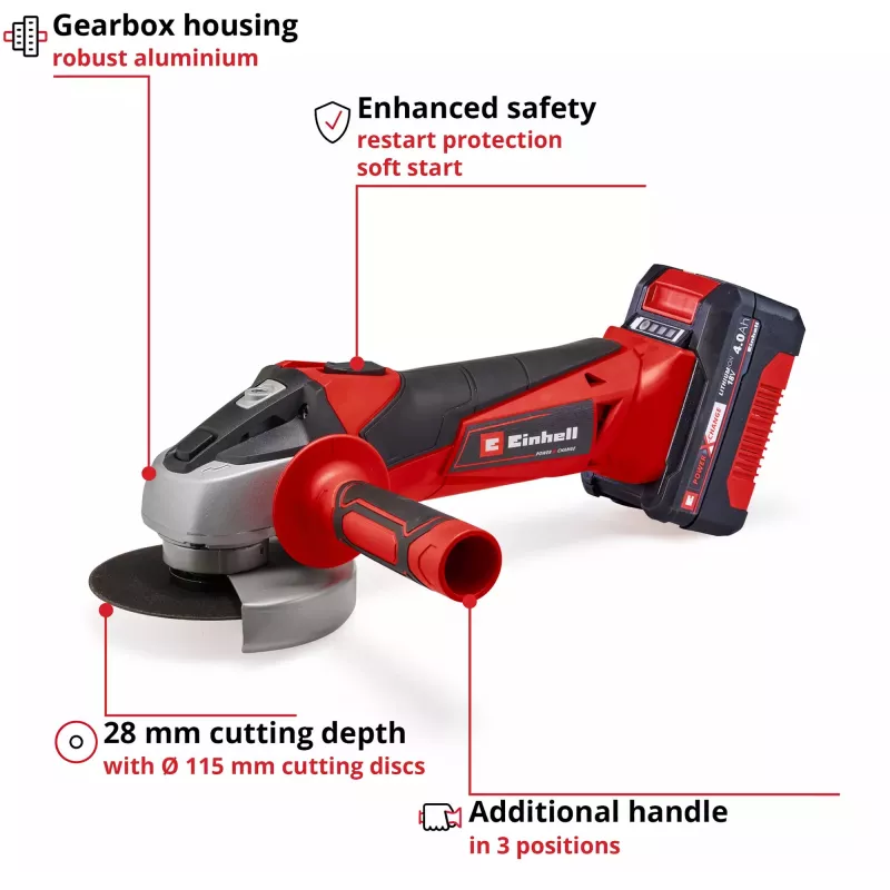 Angle Grinder EINHELL TC-AG 18/115 Li 4Ah