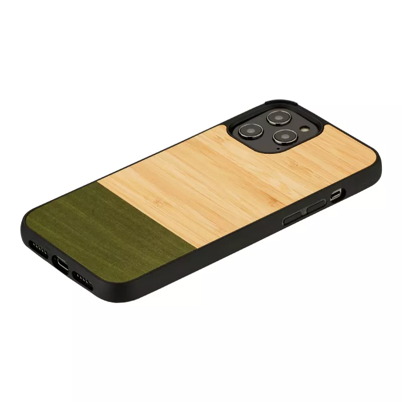 Protective bamboo wood phone case by man and wood for iPhone 12 Pro Max — Forest Black