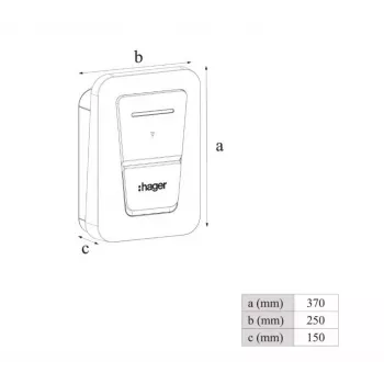 Wall‑mount EV charging station Hager witty one 11 kW 3‑phase with Type 2 socket, RFID, Bluetooth, 4.5 m cable, IP55, IK10