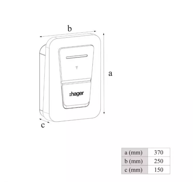 Wall‑mount EV charging station Hager witty one 11 kW 3‑phase with Type 2 socket, RFID, Bluetooth, 4.5 m cable, IP55, IK10