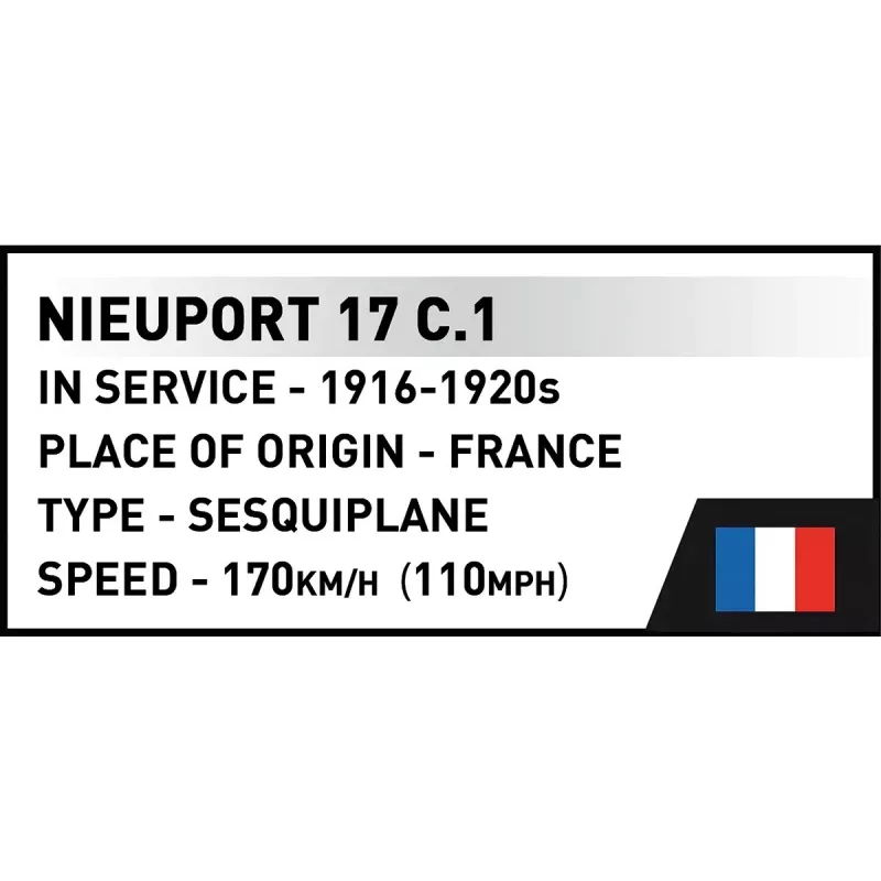 Construction Set Cobi Blocks Nieuport 17 C.1 277 pcs — Model Aircraft Kit, Collectible Brick Set