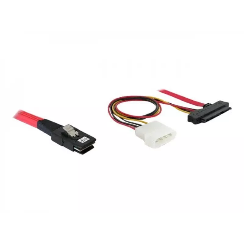 DeLOCK - Internal SAS-Cable (Serial Attached SCSI) - 4-Lane - 36 pin 4i Mini MultiLane - Internal Power Supply, 4-pin, Internal SAS, 29-pin (SFF-8482) - 50 cm (83059)