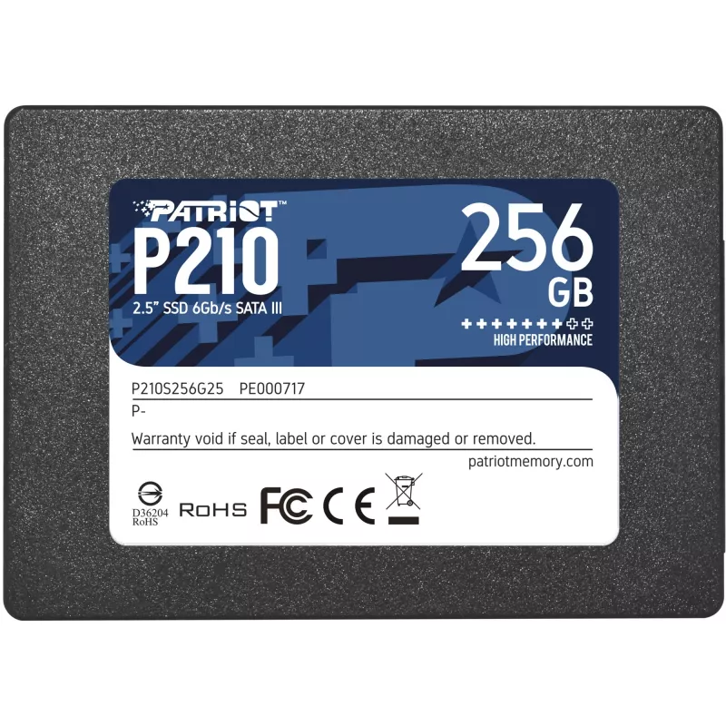 2.5 inch SATA III SSD Patriot P210 256 GB — 500 MB/s read, 400 MB/s write, 7 mm