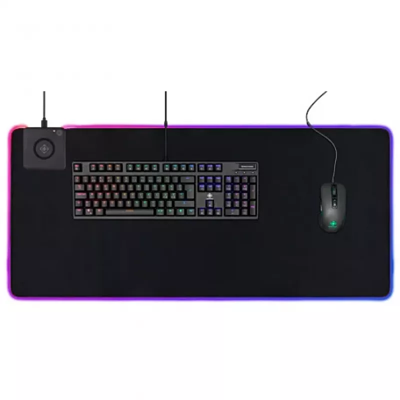 Deltaco GAM-092 - Black - Monochrome - Neopren - USB - Gaming Mouse Pad
