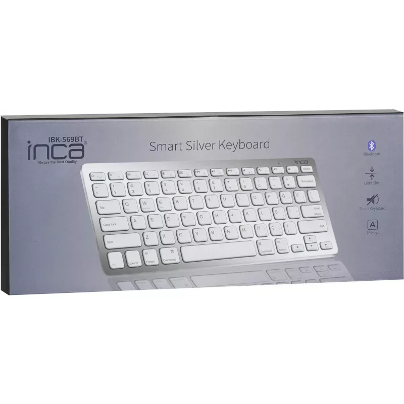 Wireless Keyboard Inca IBK-569BT Bluetooth 78 Keys Metallic Silver
